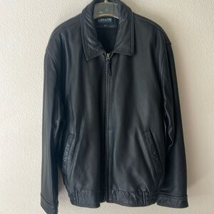 Vintage Joseph & Feiss Jacket Bomber Black Leather Mens Size XL